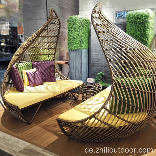 Outdoor -Tagesbett -Fabrik schwarzer Rattan Garten Daybett